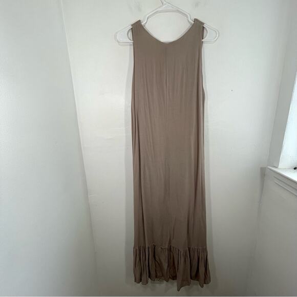 NWT Sarah Tempest Tan Sequin & Ruffle High Low Midi Dress Medium Lagenlook - Picture 12 of 14